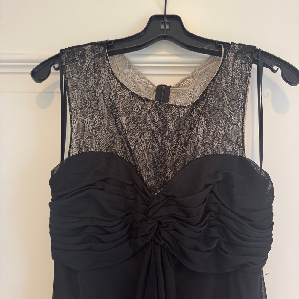 Black Lace Pleated Floor length Gown